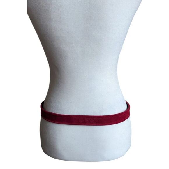 Vtg Carlisle Red Suede leather belt gold tone buckle Women M 80s 90s Art Deco main image 5
